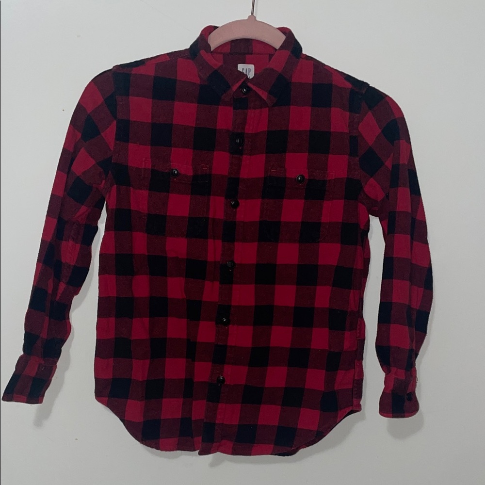 Boys Red and Black Plaid Shirt size (7/8)